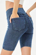 Basic Bae Asymmetrical Waist Denim Shorts with Pockets - Hovatok