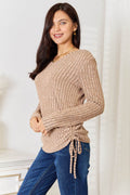 Double Take Drawstring Ribbed Long Sleeve T-Shirt - Hovatok