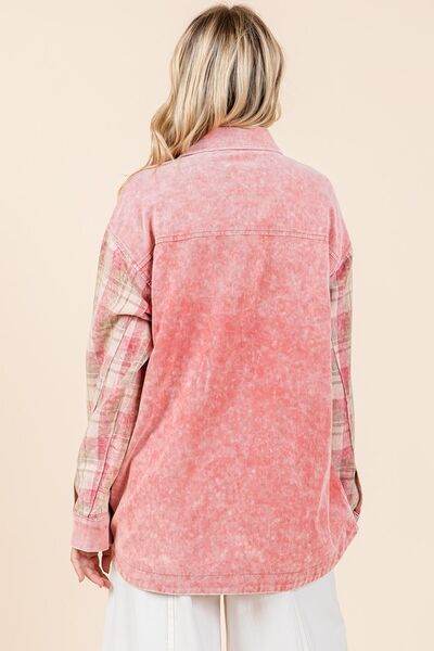 Mittoshop Plaid Button Down Drop Shoulder Jacket - Hovatok