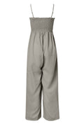 Smocked Spaghetti Strap Wide Leg Jumpsuit - Hovatok