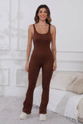 Scoop Neck Wide Strap Active Jumpsuit - Hovatok