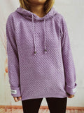 Drawstring Long Sleeve Hooded Sweater - Hovatok