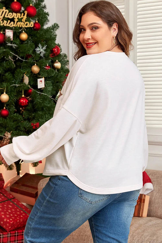 Plus Size Studded Star Round Neck Long Sleeve Blouse - Hovatok