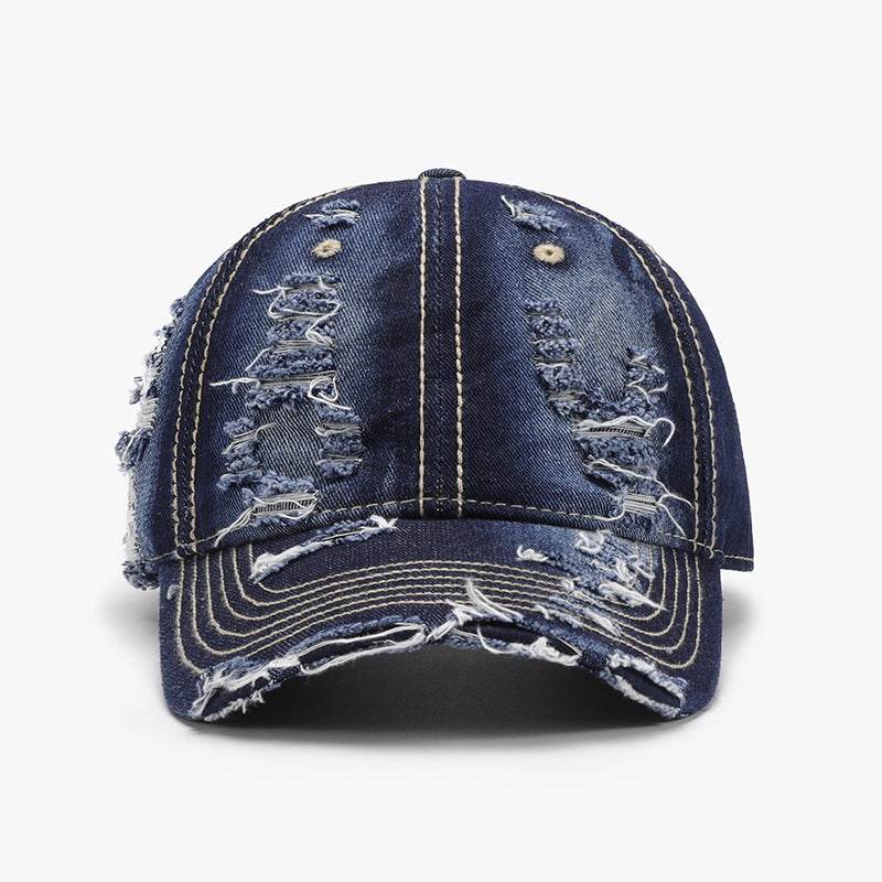 Distressed Adjustable Cotton Baseball Cap - Hovatok