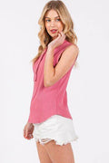 Ces Femme Stitch Detail Half Button Ribbed Tank - Hovatok