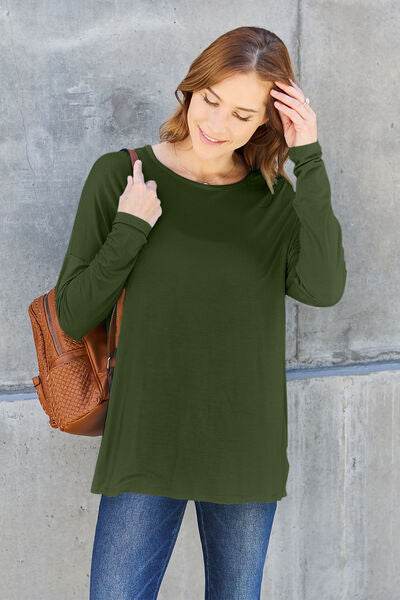 Basic Bae Full Size Round Neck Dropped Shoulder T-Shirt - Hovatok