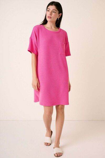 Mittoshop Urban Rib Knit Short Sleeve Tee Dress - Hovatok