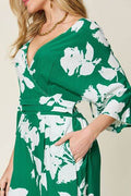 Double Take Full Size Printed Tie Back Wide Leg Jumpsuit - Hovatok