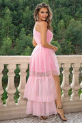 One-Shoulder Sleeveless High-Low Dress - Hovatok
