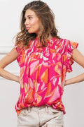 BiBi Smocked Yoke Ruffled Floral Top - Hovatok