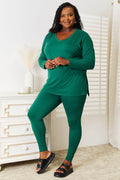 Zenana Lazy Days Full Size Long Sleeve Top and Leggings Set - Hovatok