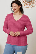 Basic Bae Full Size Ribbed V-Neck Long Sleeve T-Shirt - Hovatok