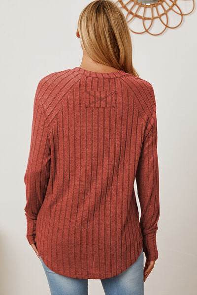 Basic Bae Full Size Ribbed Thumbhole Sleeve T-Shirt - Hovatok