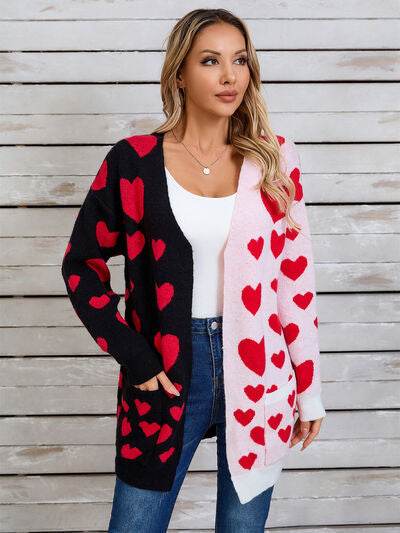 Angel Wings Heart Open Front Long Sleeve Cardigan - Hovatok