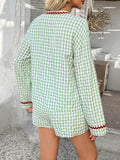 Devine Tie Front Contrast Plaid Shirt and Shorts Set - Hovatok