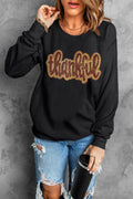 THANKFUL Round Neck Long Sleeve Sweatshirt - Hovatok