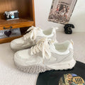 Round Toe Lace Up Platform Athletic Sneakers - Hovatok
