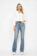Judy Blue Full Size Tummy Control Back Embroidered Pocketed Bootcut Jeans Plus Size - Hovatok