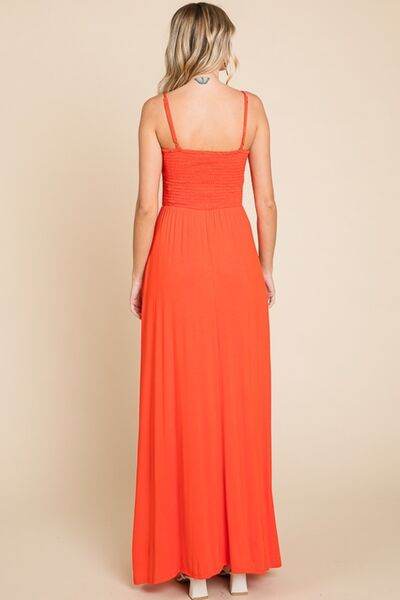 Culture Code Full Size Smocked Cami Maxi Dress with Pockets - Hovatok