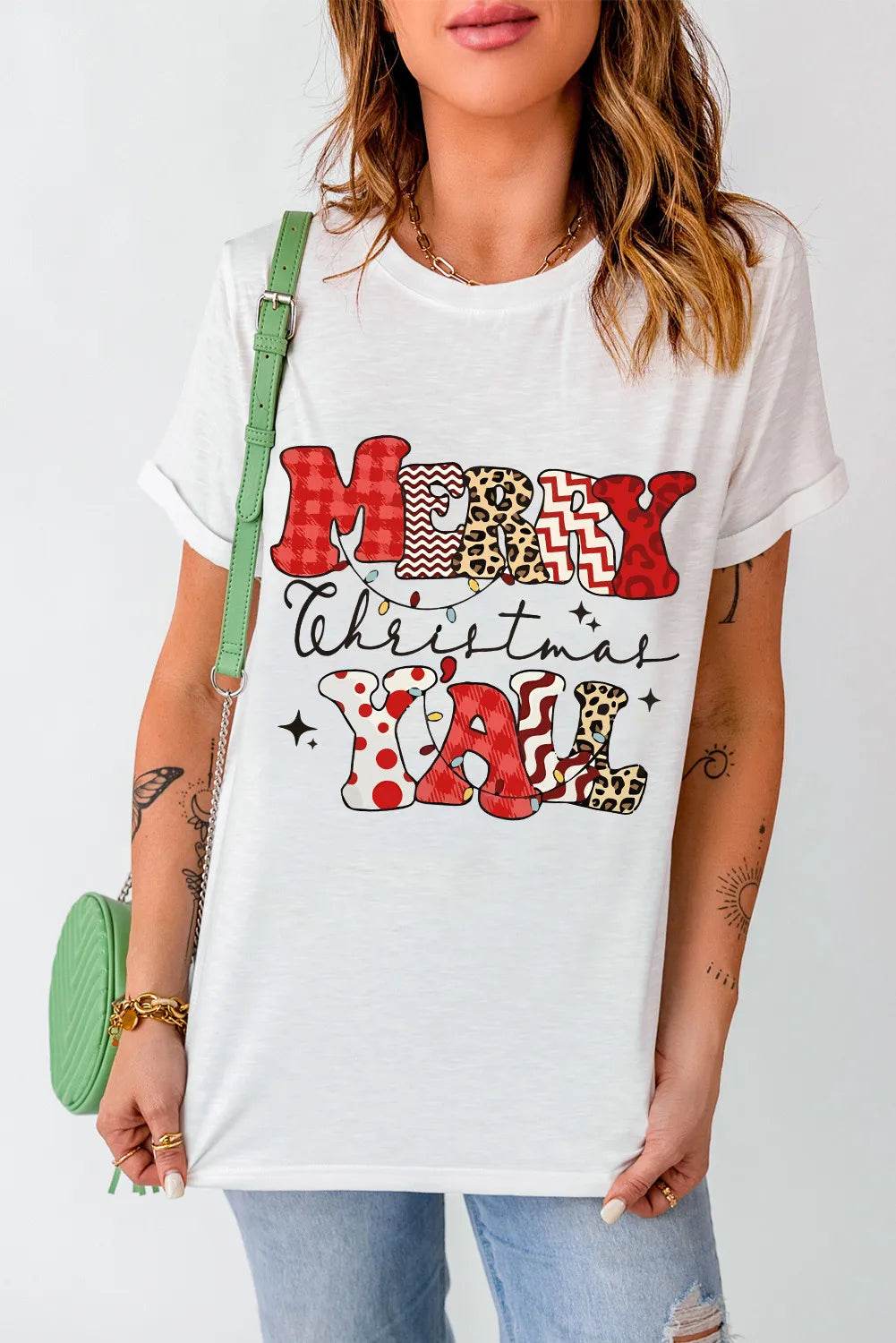 Letter Graphic Round Neck Short Sleeve T-Shirt - Hovatok