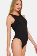 Zenana Ribbed Double Layered Bodysuit - Hovatok