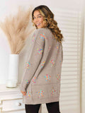 Angel Wings Star Pattern Open Front Cardigan with Pockets - Hovatok