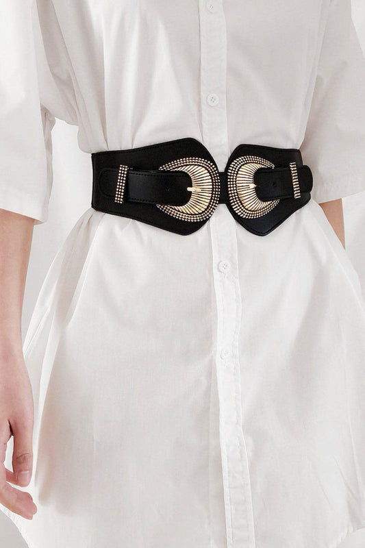 Shell Double Buckle Elastic Wide Belt - Hovatok