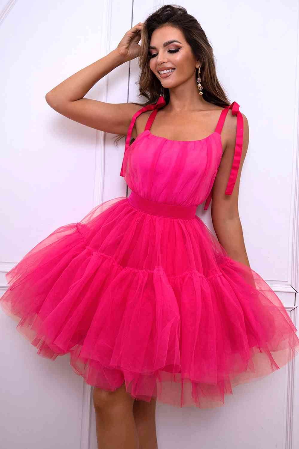 Tie-Shoulder Mesh Dress - Hovatok
