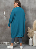 Plus Size Long Sleeve Pocketed Cardigan - Hovatok