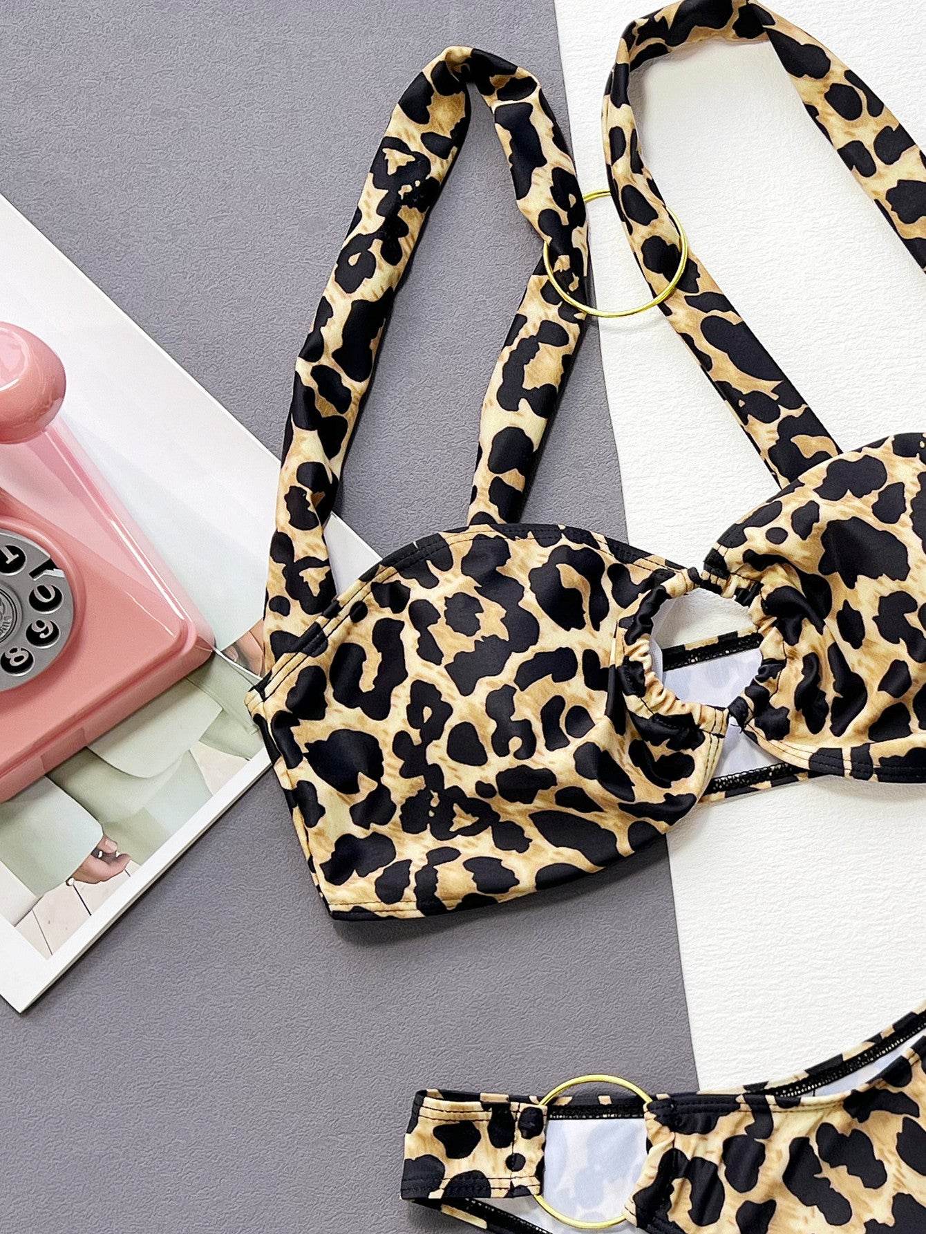 Leopard Ring Detail Bikini Set - Hovatok