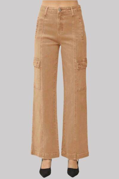 RISEN Full Size High Rise Wide Leg Cargo Jeans - Hovatok