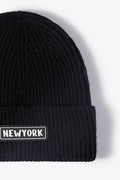 NEWYORK Patch Rib-Knit Cuffed Beanie - Hovatok