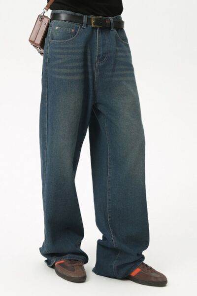 Men's Mid Rise Straight Leg Jeans - Hovatok