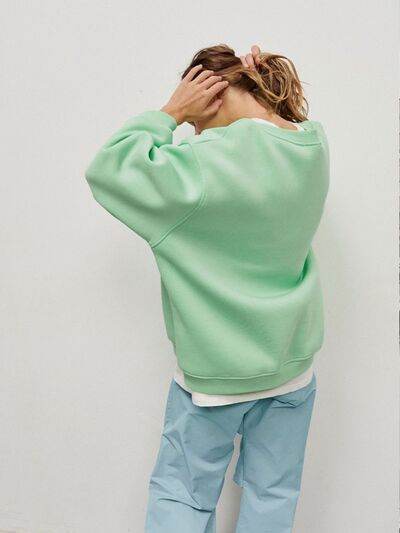 Oversize Round Neck Dropped Shoulder Sweatshirt - Hovatok