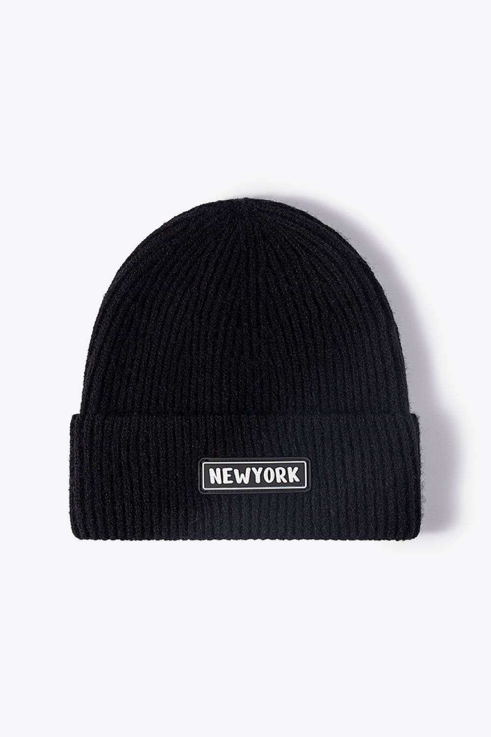 NEWYORK Patch Rib-Knit Cuffed Beanie - Hovatok