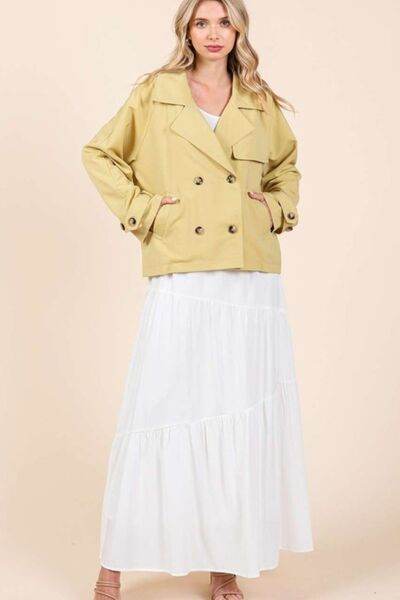 Mittoshop Double Breasted Long Sleeve Trench Coat Jacket - Hovatok