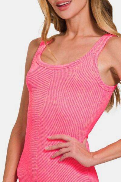 Zenana Ribbed Scoop Neck Tank - Hovatok