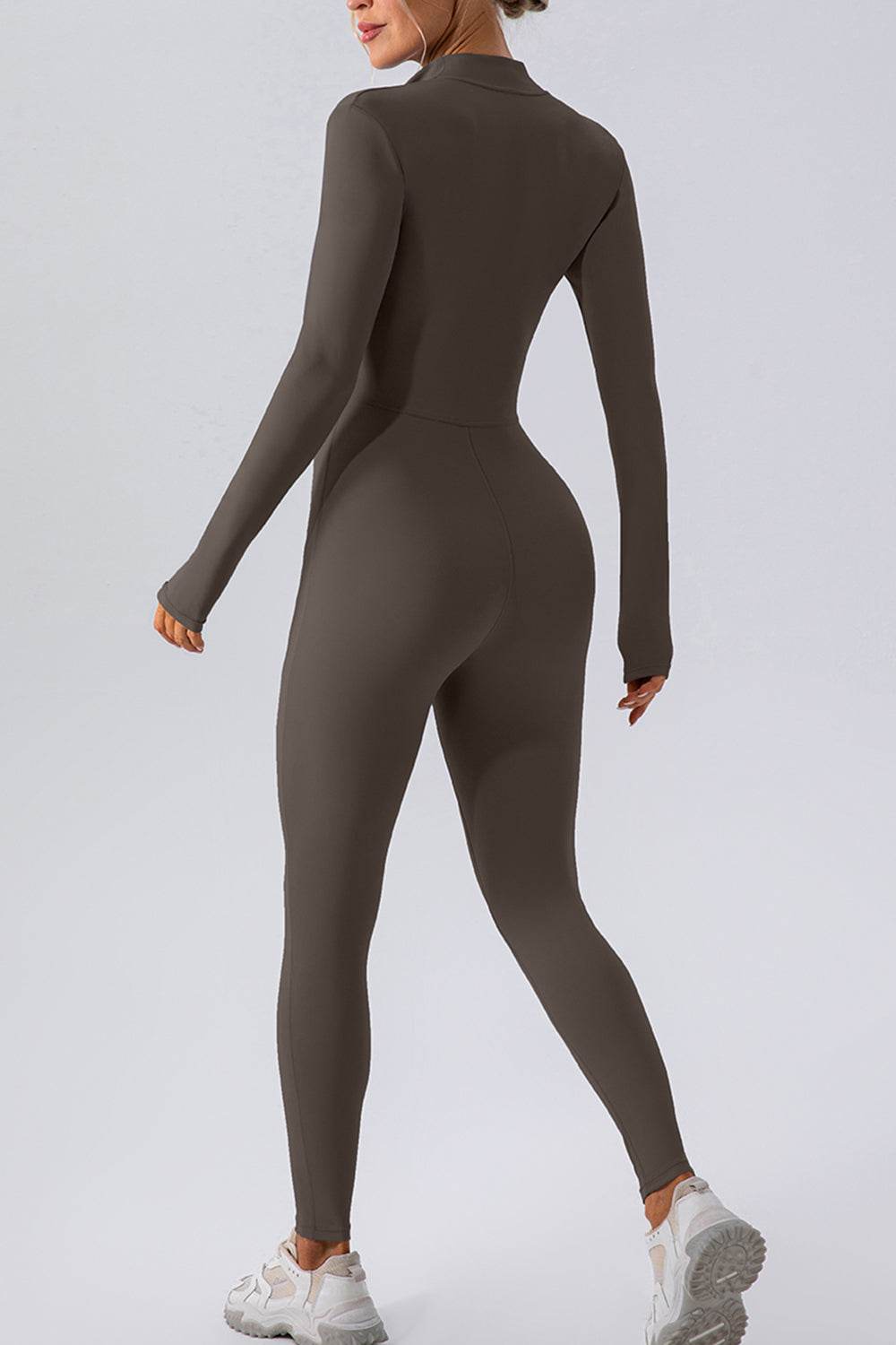 Half Zip Mock Neck Active Jumpsuit - Hovatok