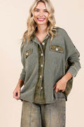 Mittoshop Mineral Washed Plaid Button Down Shacket - Hovatok