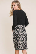 BOMBOM Leopard Color Block Knit Dress - Hovatok