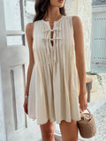 Devine Pleated Sleeveless Mini Dress - Hovatok