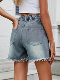 Raw Hem Studded Denim Shorts - Hovatok