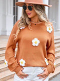 Angel Wings Flower Round Neck Long Sleeve Sweater - Hovatok