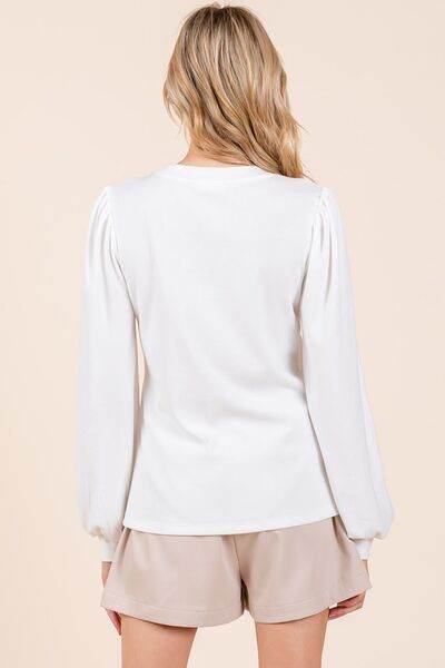 Mittoshop Round Neck Long Sleeve Rib Knit Top - Hovatok