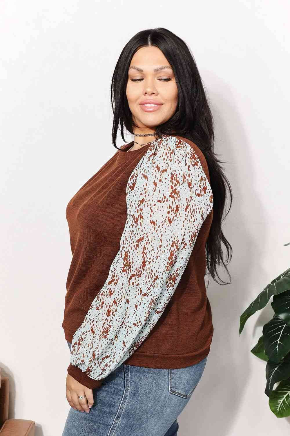 And The Why Full Size Foil Printed Sleeve Top - Hovatok