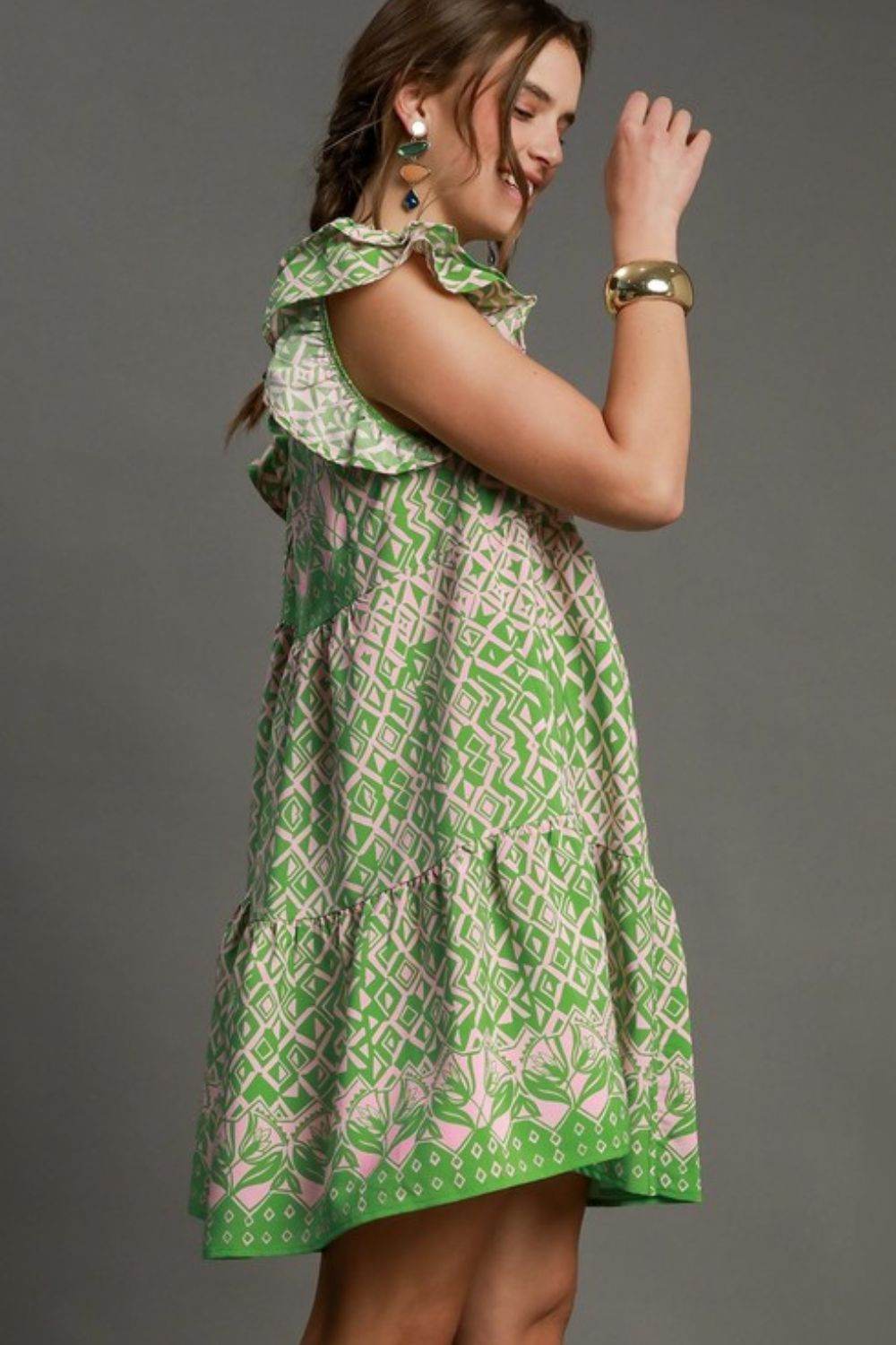 Umgee Full Size Mixed Print Mini Dress Plus Size - Hovatok