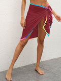 Rainbow Pompom Trim Swim Skirt - Hovatok