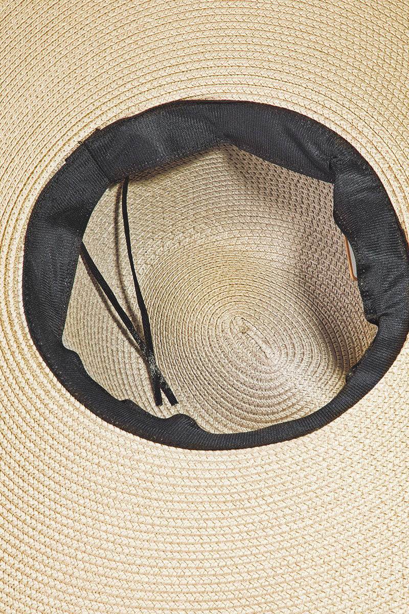 Fame Rope Strap Wide Brim Weave Hat - Hovatok