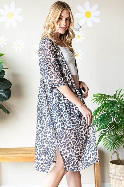 Heimish Full Size Leopard Open Front Cardigan Plus Size - Hovatok