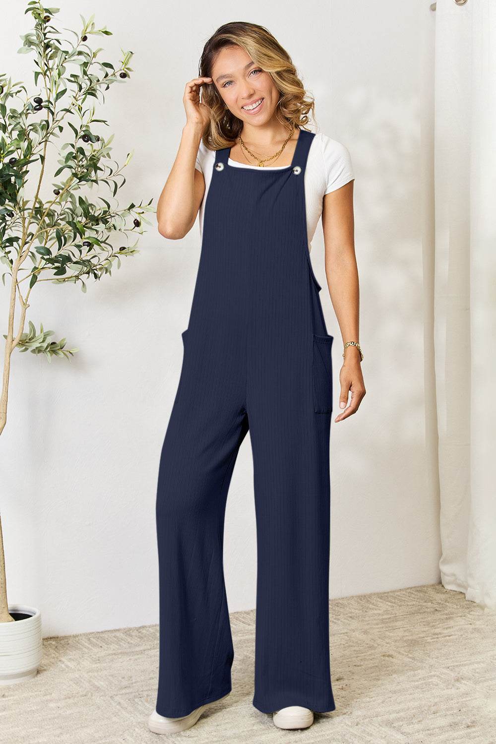 Double Take Full Size Wide Strap Overall with Pockets - Hovatok